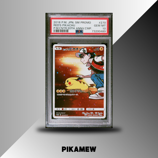 PSA 10 2018 POKEMON JAPANESE SM PROMO #270 RED'S PIKACHU P.M.CNTR.20TH ANNV.CMP.