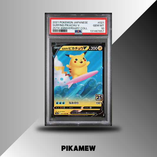 PSA 10 2021 POKEMON JAPANESE 25TH ANNIVERSARY COLLECTION #021 SURFING PIKACHU V 25TH ANNIVERSARY COLL.