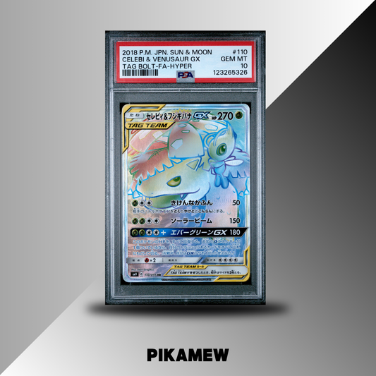 PSA 10 2018 POKEMON JAPANESE SUN & MOON TAG BOLT #110 CELEBI & VENUSAUR GX TAG BOLT-FA-HYPER