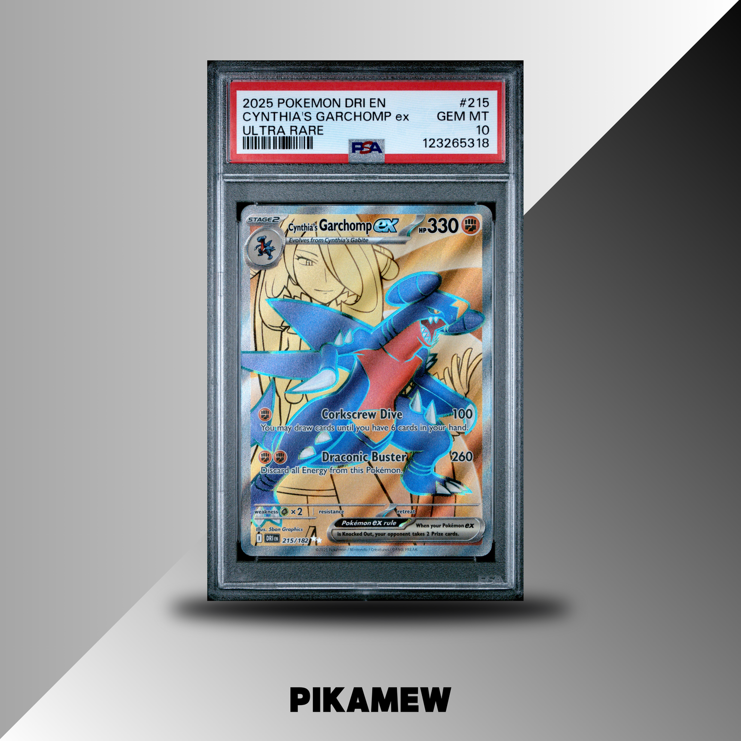 PSA 10 美版 2025 POKEMON DRI EN-DESTINED RIVALS #215 CYNTHIA'S GARCHOMP ex ULTRA RARE