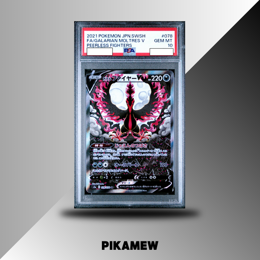 PSA 10 2021 POKEMON JAPANESE SWORD & SHIELD PEERLESS FIGHTERS #078 FA/GALARIAN MOLTRES V PEERLESS FIGHTERS