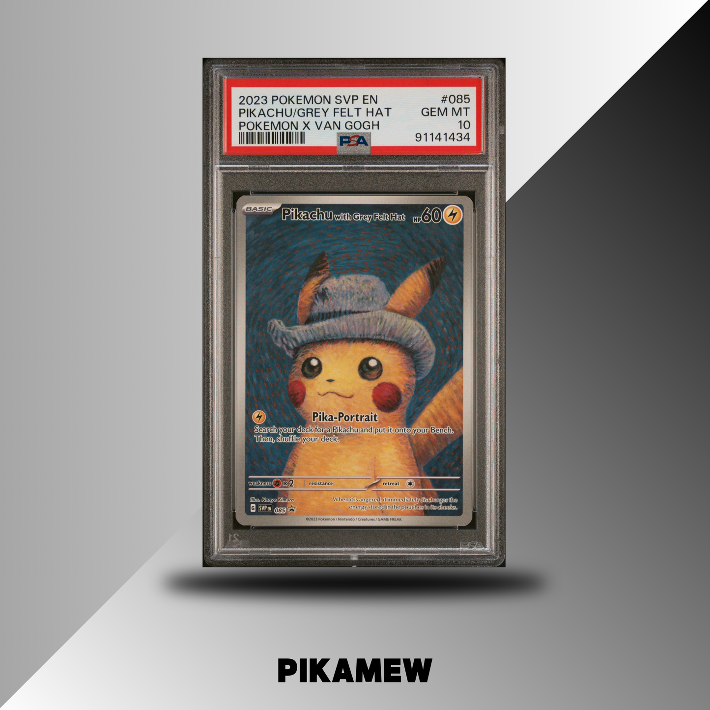 PSA 10 2023 POKEMON SVP EN-SV BLACK STAR PROMO #085 PIKACHU/GREY FELT HAT POKEMON X VAN GOGH
