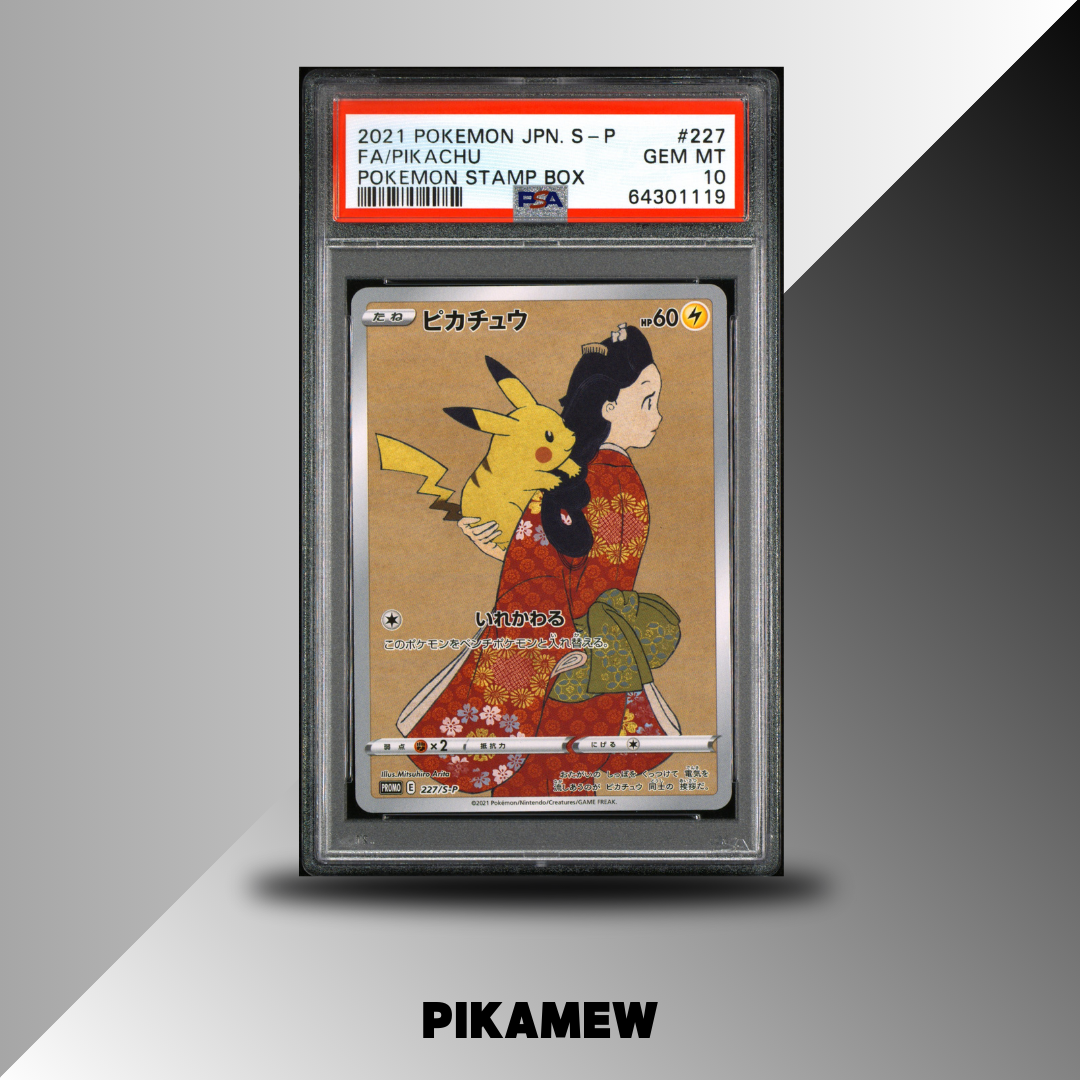 PSA 10 2021 POKEMON JAPANESE S PROMO #227 FA/PIKACHU POKEMON STAMP BOX