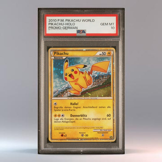 PSA 10 2010 POKEMON PIKACHU WORLD PROMO PIKACHU-HOLO PROMO-GERMAN